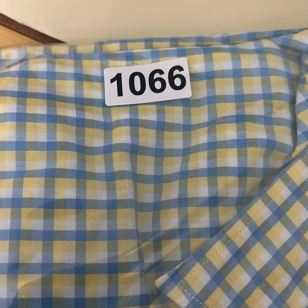 Banana Republic Men's Yellow Blue Checkered‎ Soft Wash Button Down Shirt Size XL